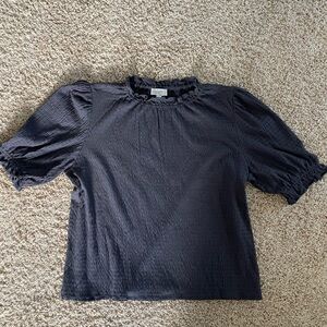 NWT Loft Outlet Cottagecore Gray Ruffle Balloon Sleeve Blouse XL